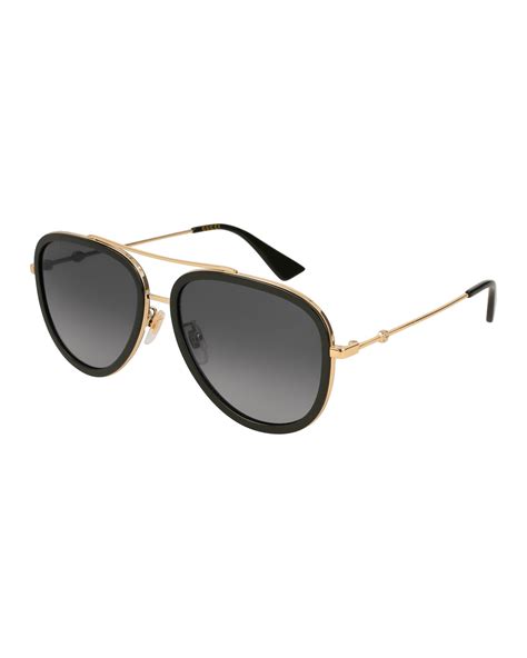 gucci black and gold aviator sunglasses|Gucci unisex aviator sunglasses.